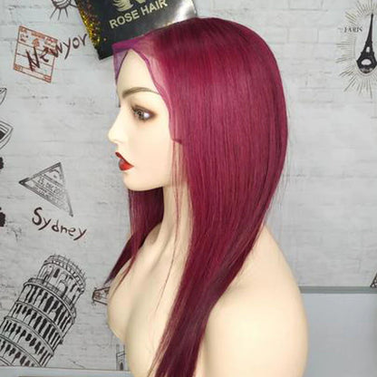 Rose Hair 13x6 HD Lace Frontal Wig Mystery Mulberry Burgundy Silky Straight Hair