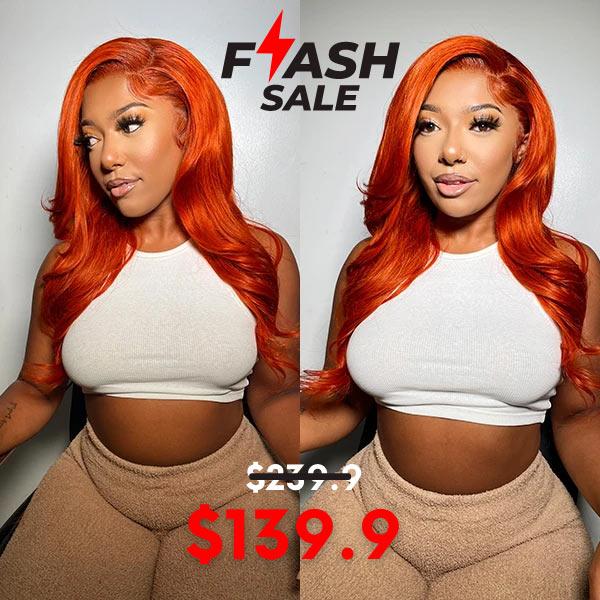 FLASH SALE | Ginger Orange Color Glueless 13x4 Frontal Lace Wig