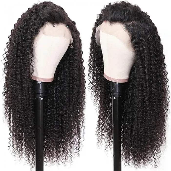 Rose Hair Natural Curly Hair 13x4 HD Glueless Lace Frontal Wig 100% Human Hair 200% Density