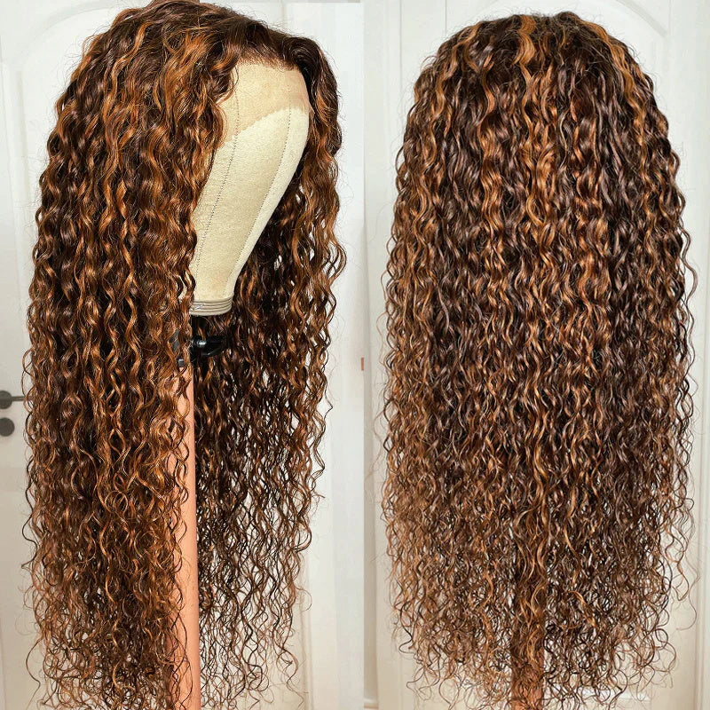 Rose Hair Mix Brown Color Curly Hair 13x6 Lace Front Wig Human Hair Wig For Black Women