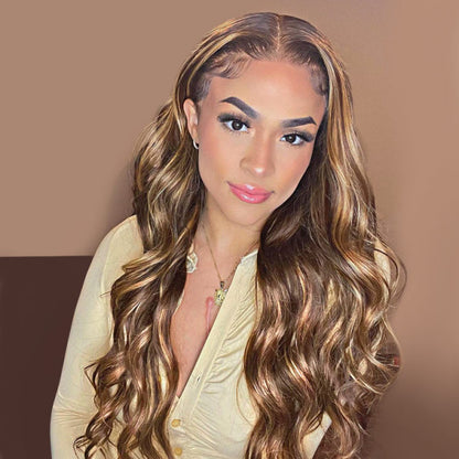 Amazing Pre-plucked Ombre Honey Brown Loose Wave 13x4 Lace Front Wigs