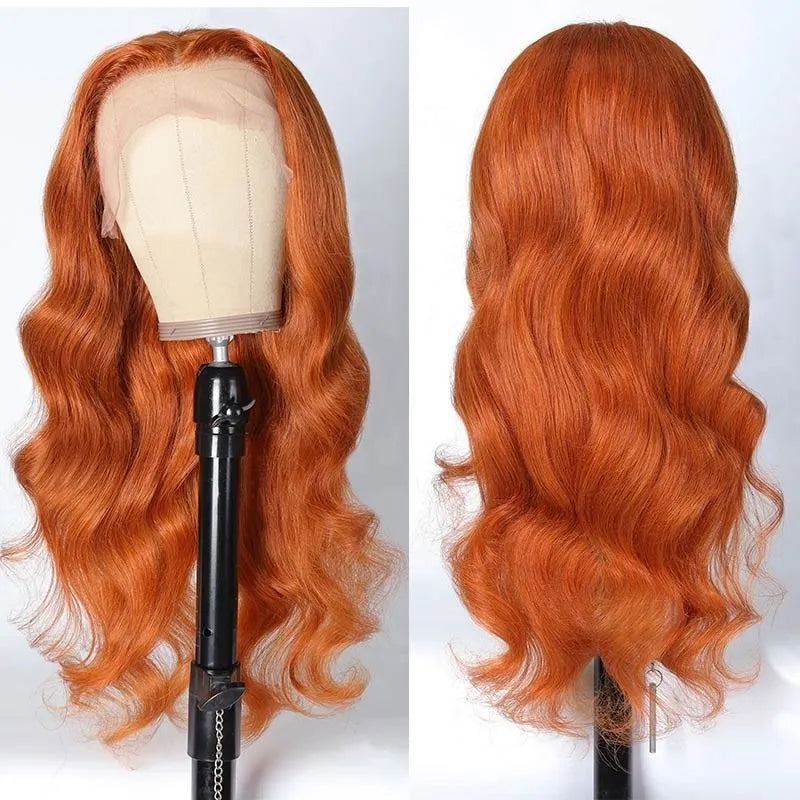 Rose Hair Ginger Color Body Wave 13x4 Lace Front Wig With Baby Hair Human Hair Wig For Women