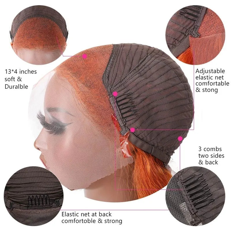 Rose Hair Ginger Color Body Wave 13x4 Lace Front Wig With Baby Hair Human Hair Wig For Women