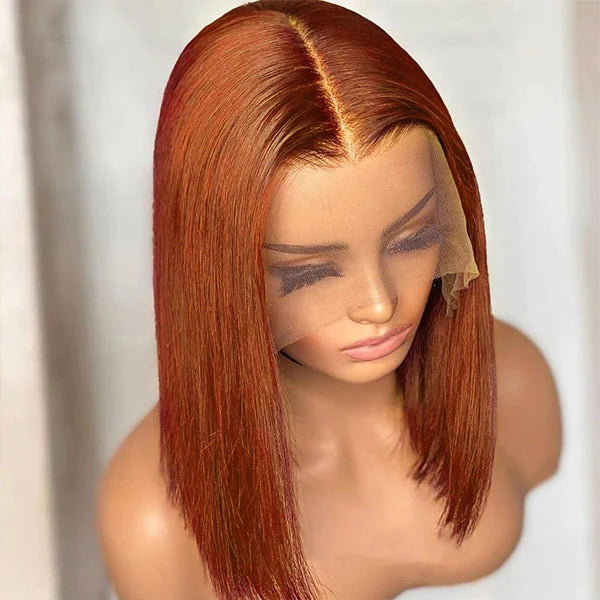 Rose Hair Ginger Color Straight Hair 13x4 Lace Bob Wig Human Hair Wig