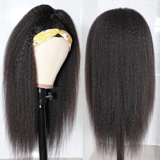 Rose Hair Virgin Human Hair Headband Wig Kinky Straight Hair Wigs Half Wig 150% Density