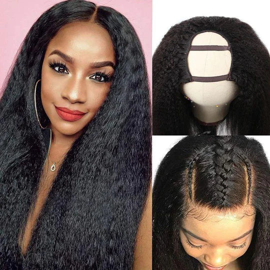Kinky Straight U Part Wigs Human Hair Natural Hair Wigs For Women 150% Density
