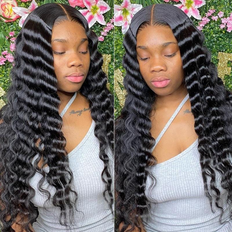 Rose Hair Deep Wave 13x4 HD Lace Frontal Wigs Human Hair Wigs For Women