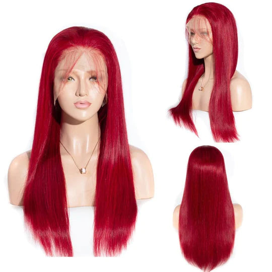 Red Color Straight/Body Wave 13x4 Lace Front Wig 150% 180% Density