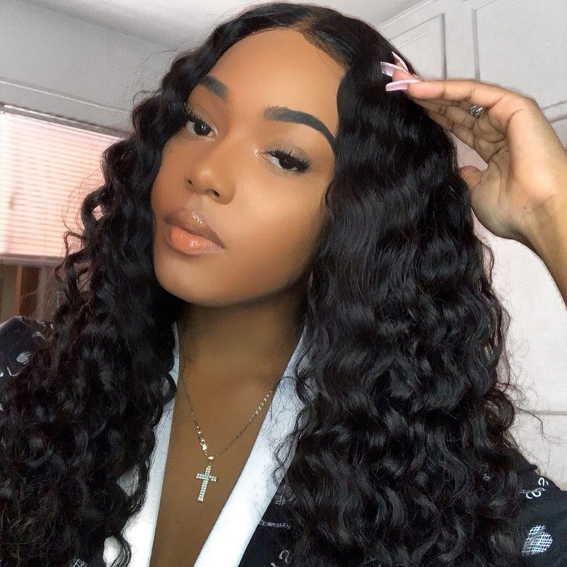 10A Grade Brazilian 4 Bundles Deep Wave Human Virgin Hair With 13x4 Lace Frontal Pre Plucked - Rose Hair