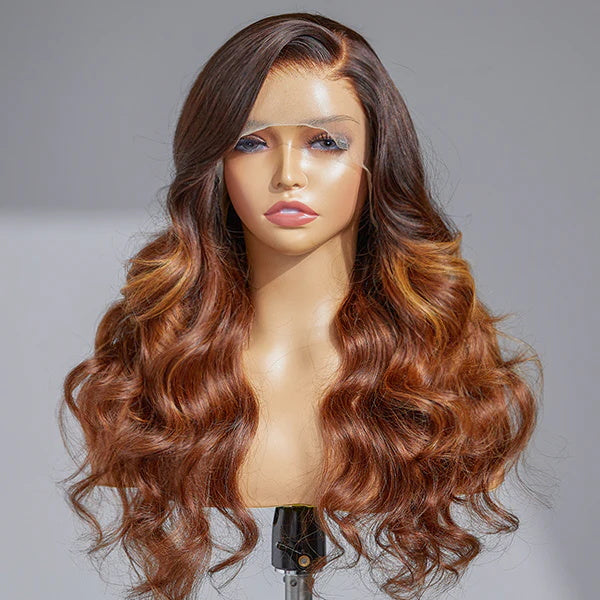 Rosehair Honey Brown Highlight Ombre 13x4 Lace Front Wig Side Part | Limited Design