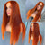 Rose Hair Framing Layered Cut Styled Burnt Orange 13x6 HD Lace Front Wig Bone Straight Human Hair | Pre-plucked