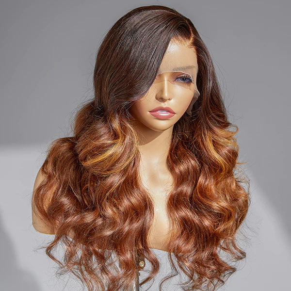 Rosehair Honey Brown Highlight Ombre 13x4 Lace Front Wig Side Part | Limited Design