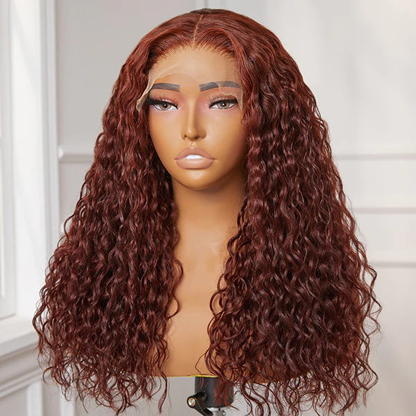 Rose Hair Dark Copper Red Curly Hair 13x4 Lace Front Wig Human Hair Wig