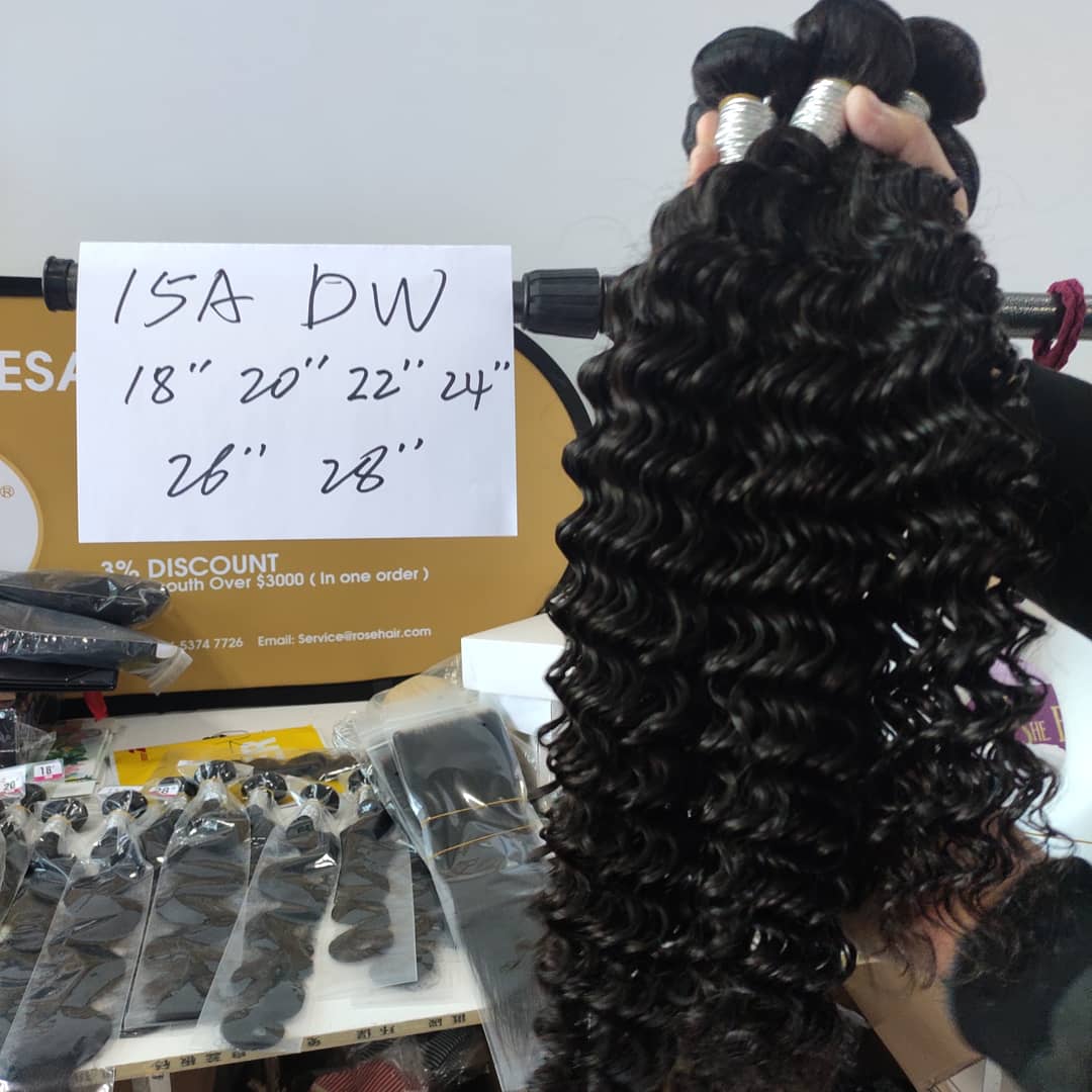 Rosehair 15A Grade 3 Bundles Deep Wave Brazilian Virgin Human Unprocessed Mink Hair