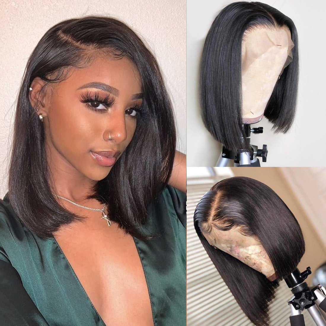 Gorgeous Short Straight 100% Human Hair Wig Best Glueless Bob Wigs - Rose Hair