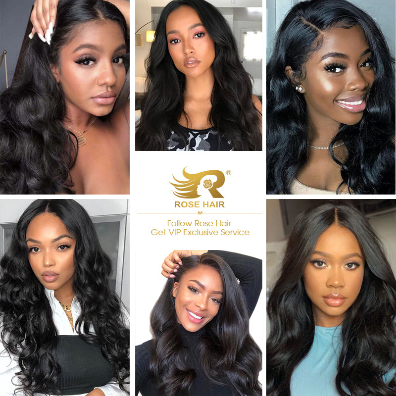10A Grade 3 Bundles Brazilian Body Wave Virgin Hair With 1 PCS Per Plucked 360 Lace Frontal - Rose Hair
