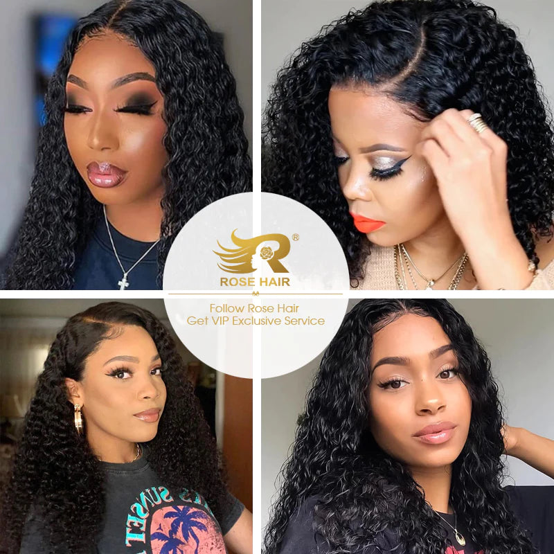 Rose Hair 13x4 Transparent Lace Wig 180% Density Natural Black All Texture Package Deal