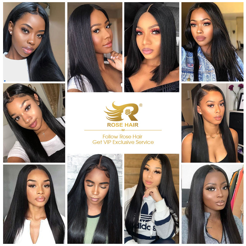 10A Grade Pre Plucked 13x6 Lace Frontal With 4 Bundles Best Brazilian Virgin Hair Weave Ear to Ear Frontal Straight Human Hair - Rose Hair