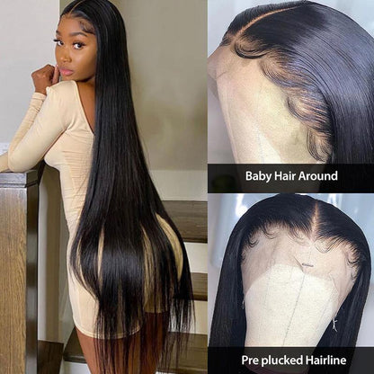 26&quot; 28&quot; 30″ 32″ 34″ 36″ 38″ 40″ Long Straight Human Hair 13×4 Lace Front Wigs