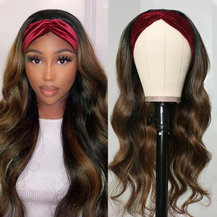 Rose Hair Body Wave Blonde Highlight Ombre Color Headband Wig Glueless Wig for Women