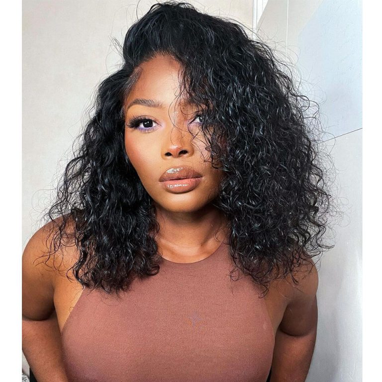 Water Wave Bob Wig Short 13×4 Lace Front Wigs 180% Density Rose Hair